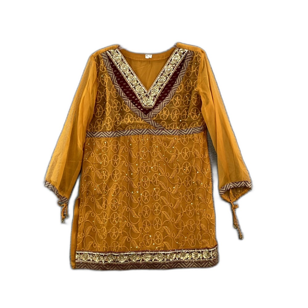 Womens Tunic Top XLβ Beadwork Embroidered V Neck Long Sleeve Pullover Gorpcore